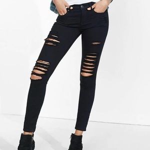 Express high rise distressed black jeans